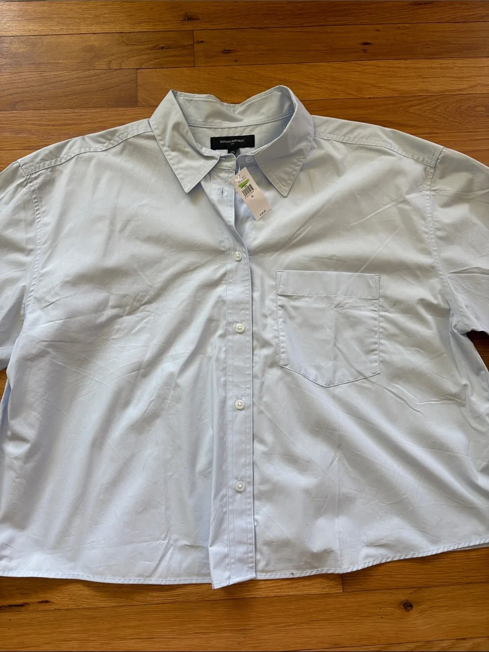 Banana Republic Light Blue Button Front Cotton Shirt XL NWT Oversized Pocket Top